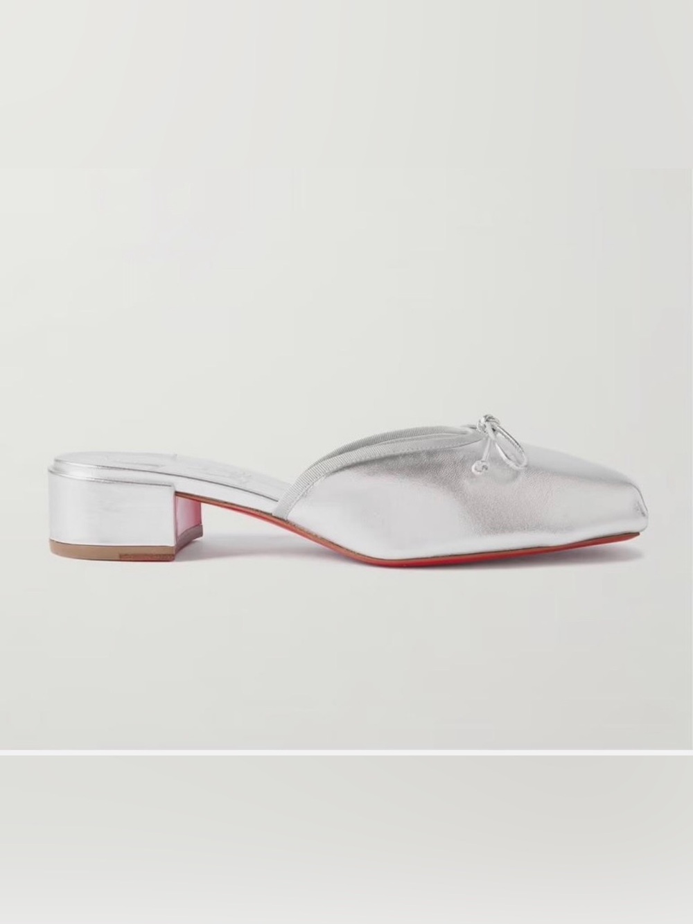 Christian Louboutin MIMIFLIRT 30 Metallic Leather Low Heel Mule Sandals | New!✨